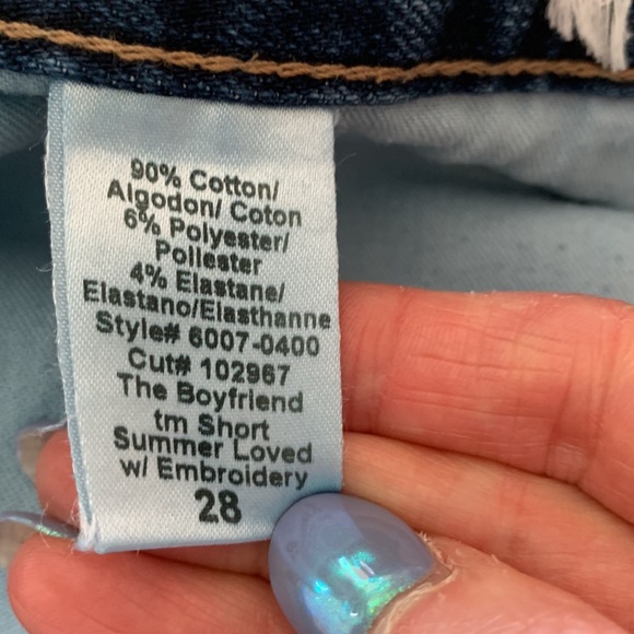 Current/Elliott The Boyfriend Short Denim Embroidered Blue - Picture 10 of 10